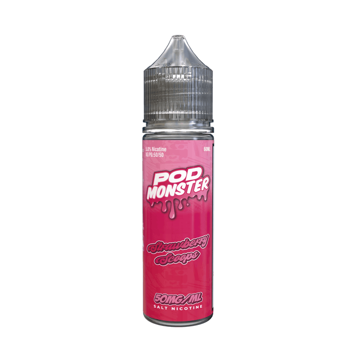 Pod Monster Salt Strawberry Scoops eJuice - eJuice.Deals